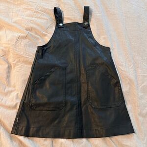 Zara Stylish Black Overalls Dress faux leather